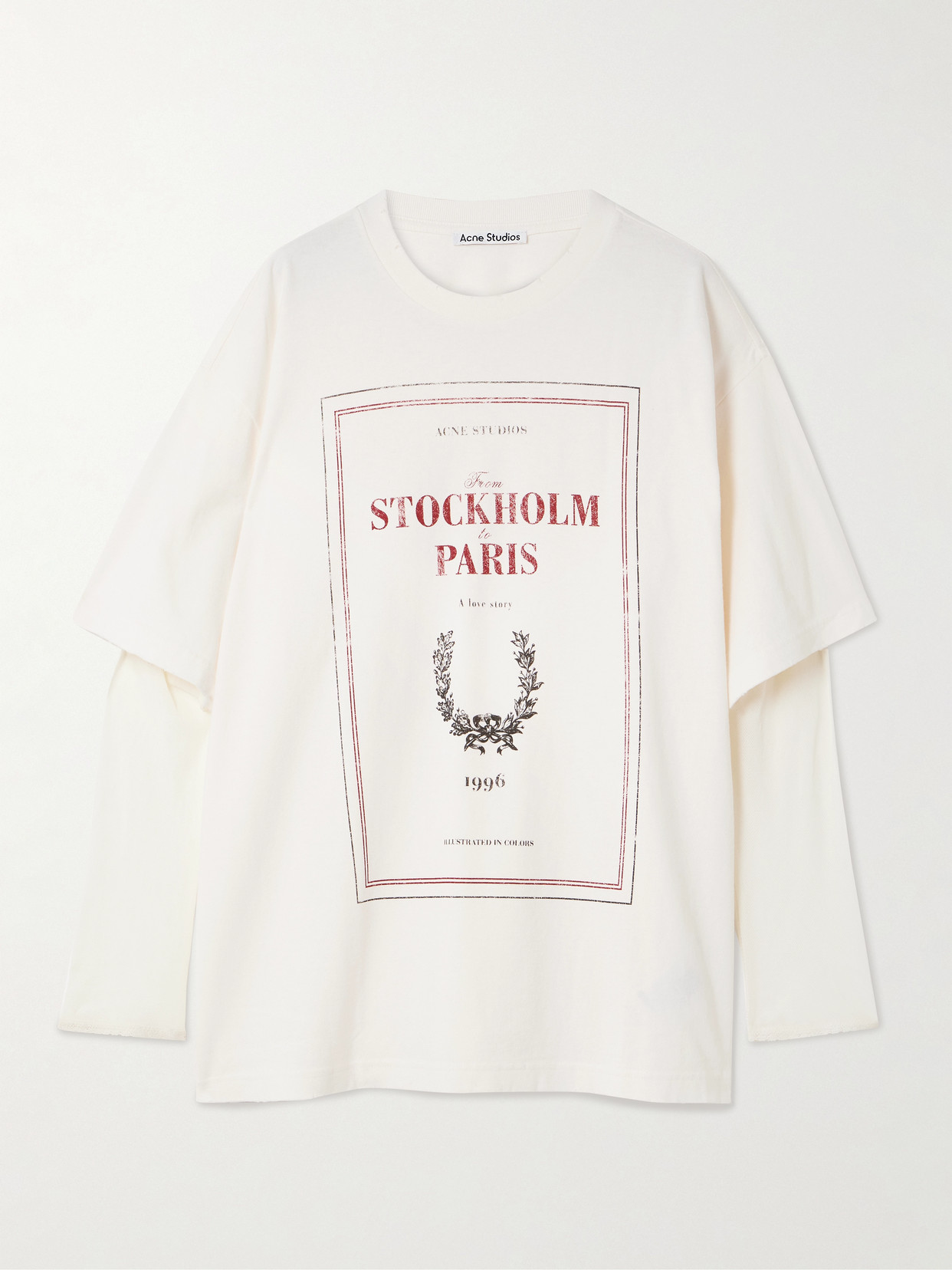 Acne Studios Layered Mesh-trimmed Cotton-jersey T-shirt