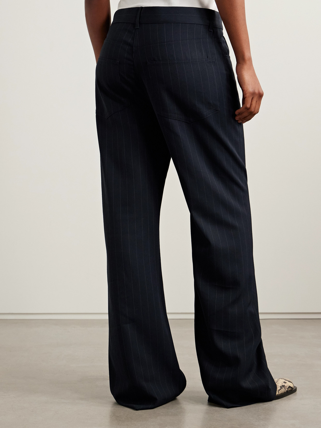 Acne Studios Pinstriped Crepe Straight-leg Pants In Blue