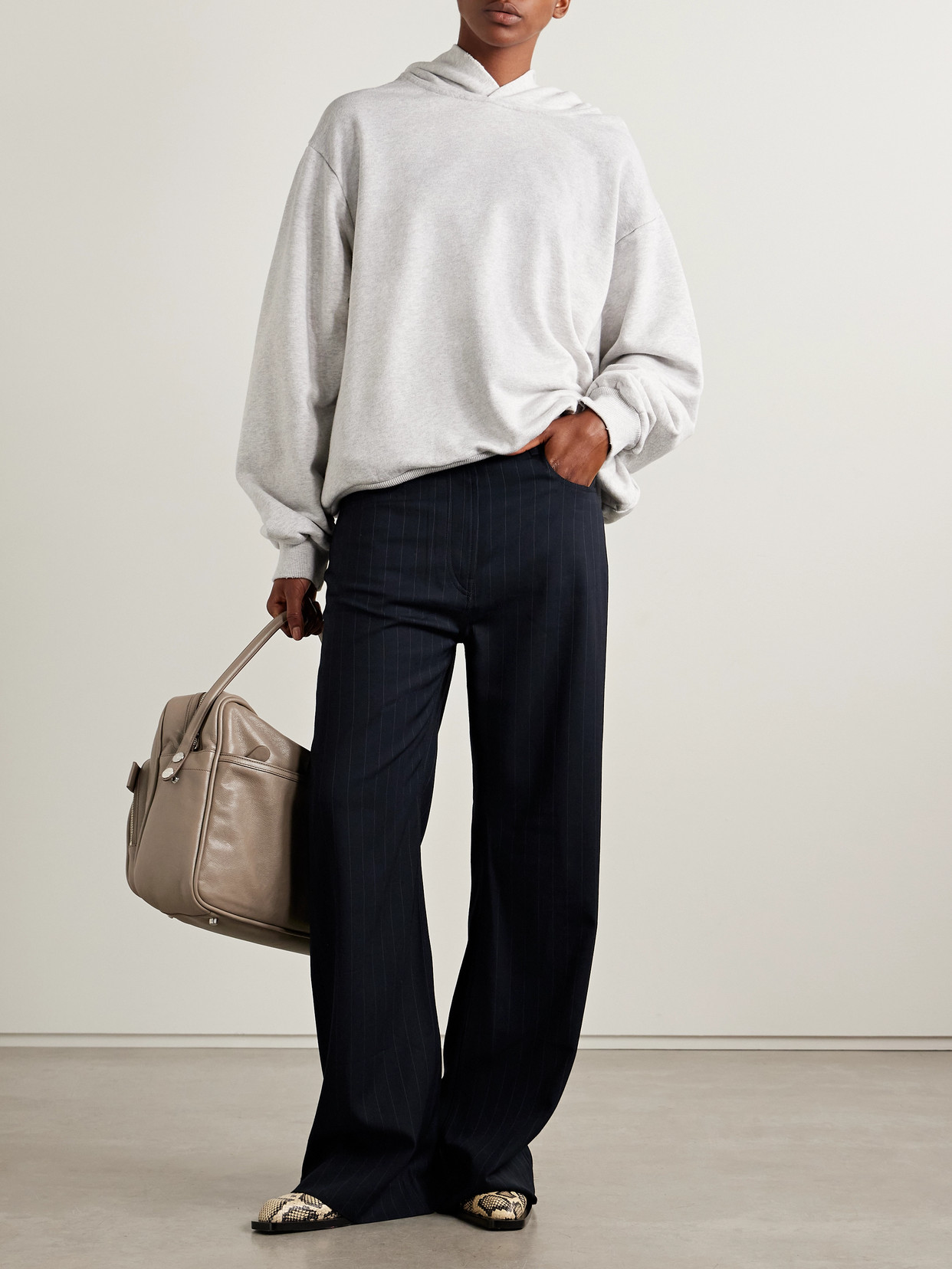 Acne Studios Pinstriped Crepe Straight-leg Pants In Blue