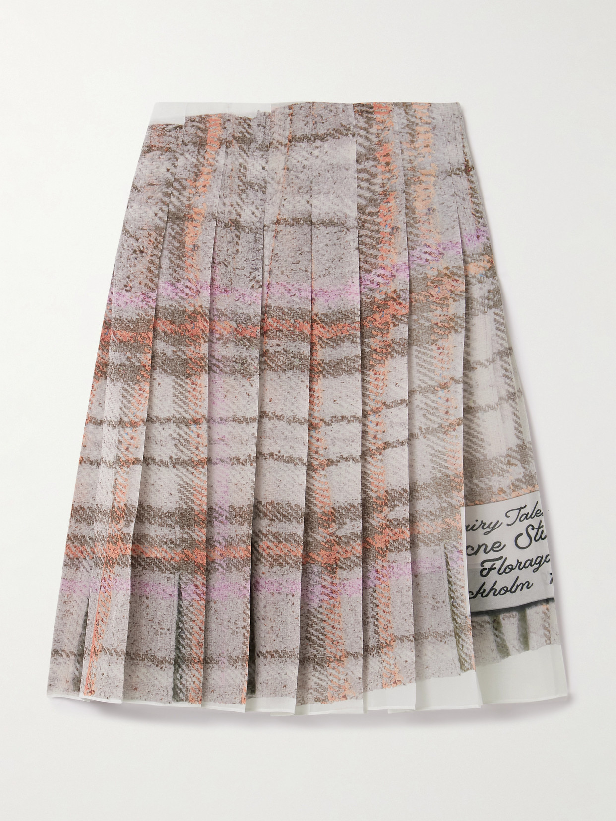 Acne Studios Pleated Printed Crepe De Chine Skirt In Neutral