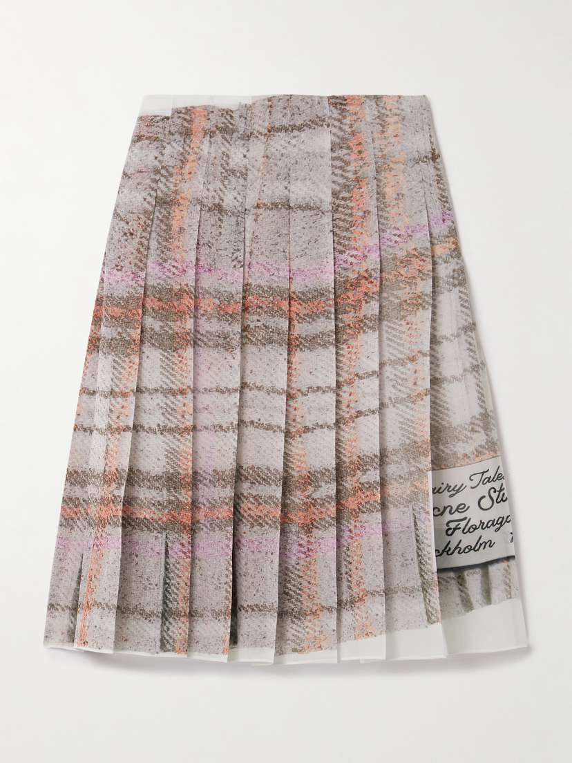 Acne Studios Pleated Printed Crepe De Chine Skirt