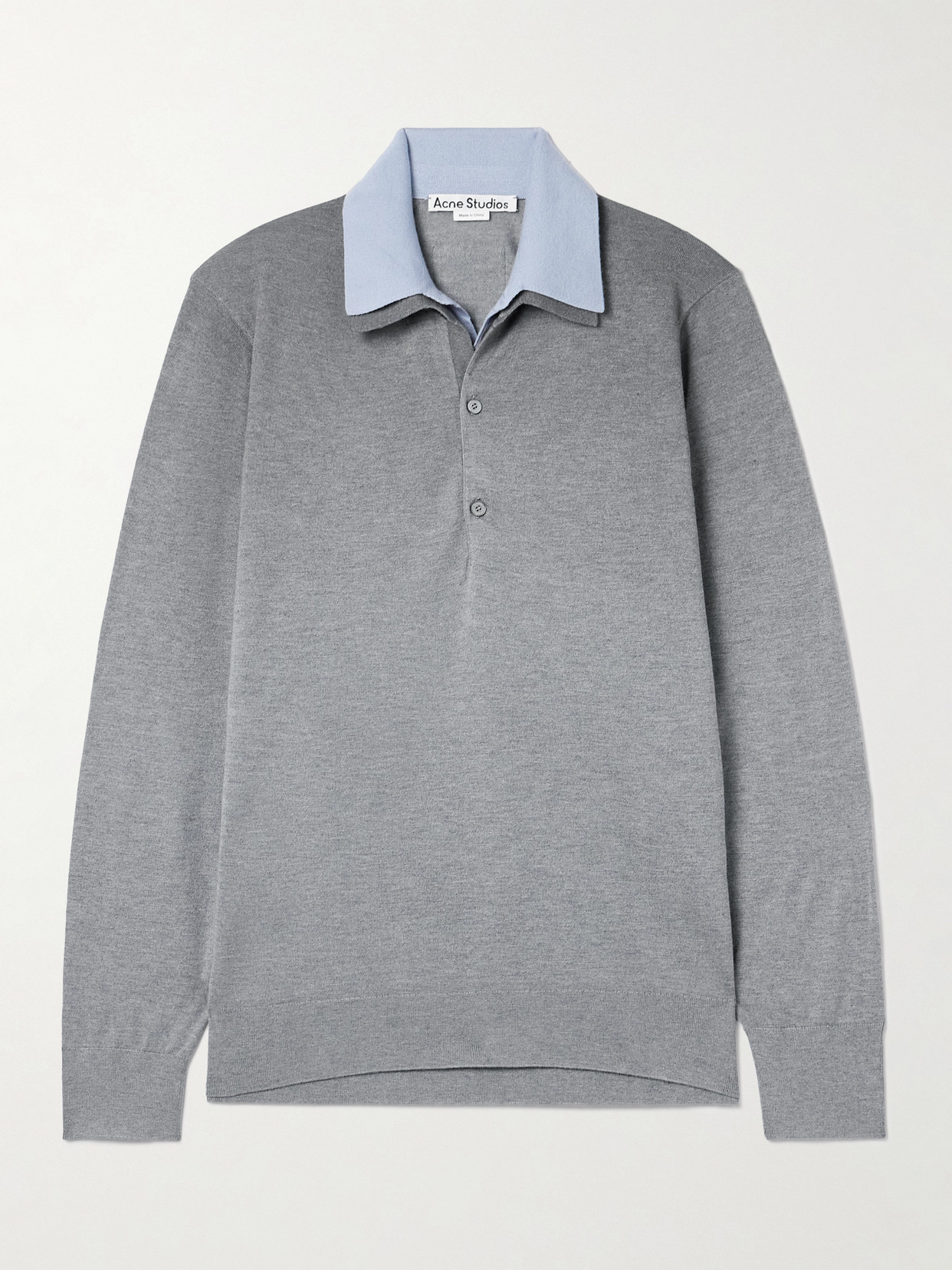 Acne Studios Layered Silk-blend Polo Sweater In Gray