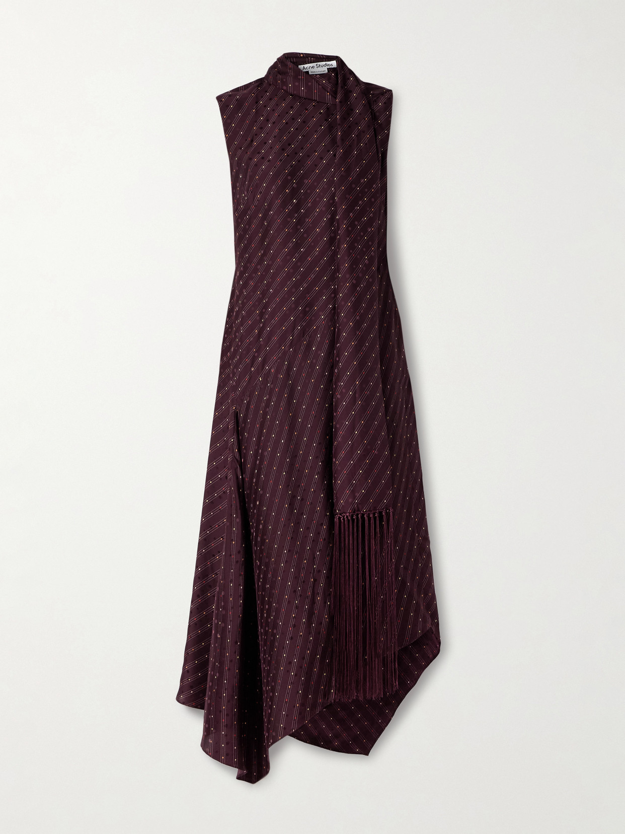 Acne Studios Dale Asymmetric Silk Maxi Dress In Burgundy