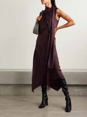 Acne Studios Fringed draped satin midi dress
