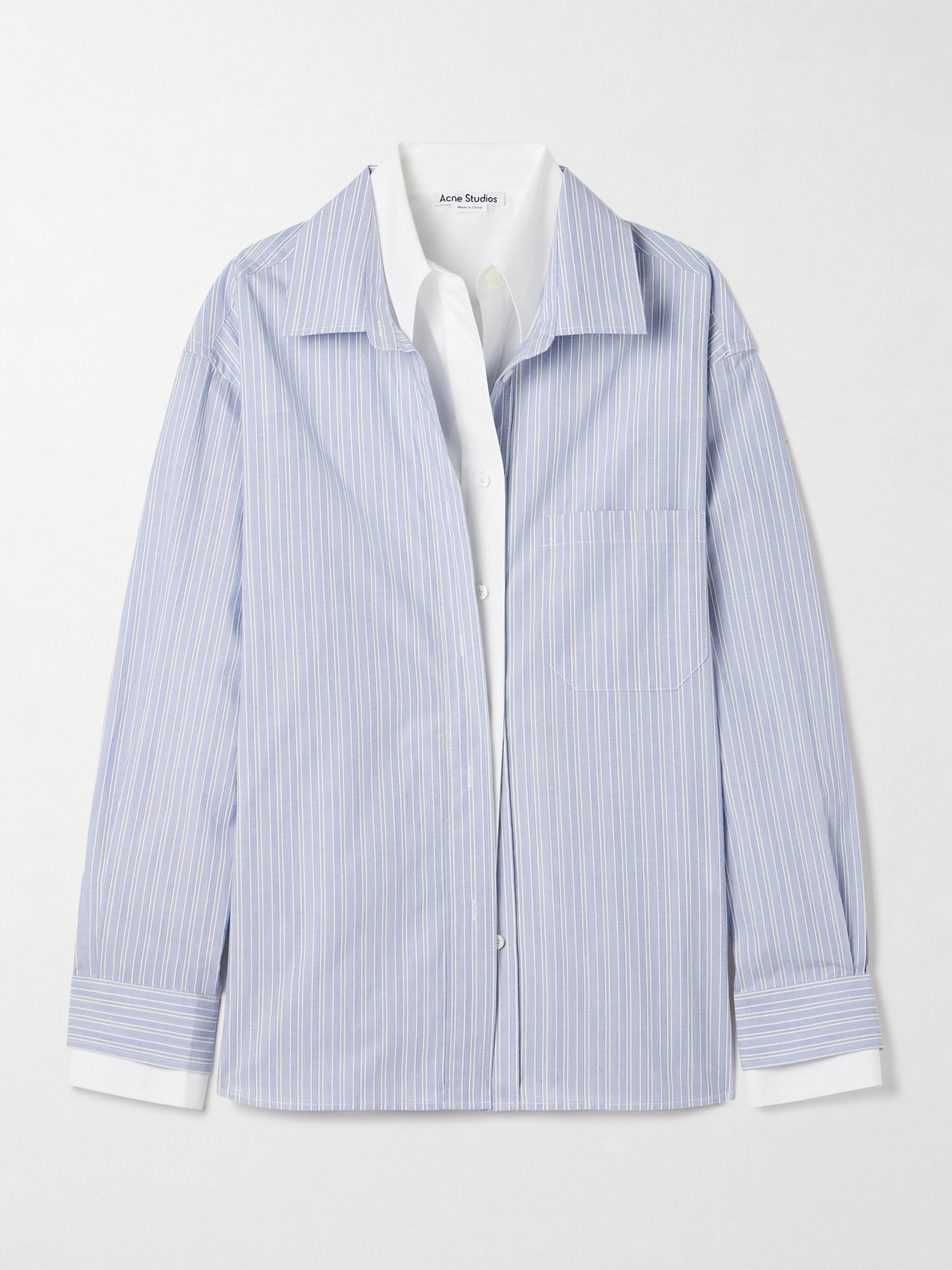 Acne Studios Layered Striped Organic Cotton-poplin Shirt In Blue
