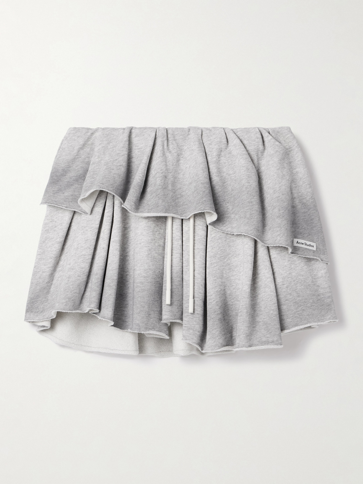 Acne Studios Layered Organic Cotton-blend Jersey Mini Skirt In Gray