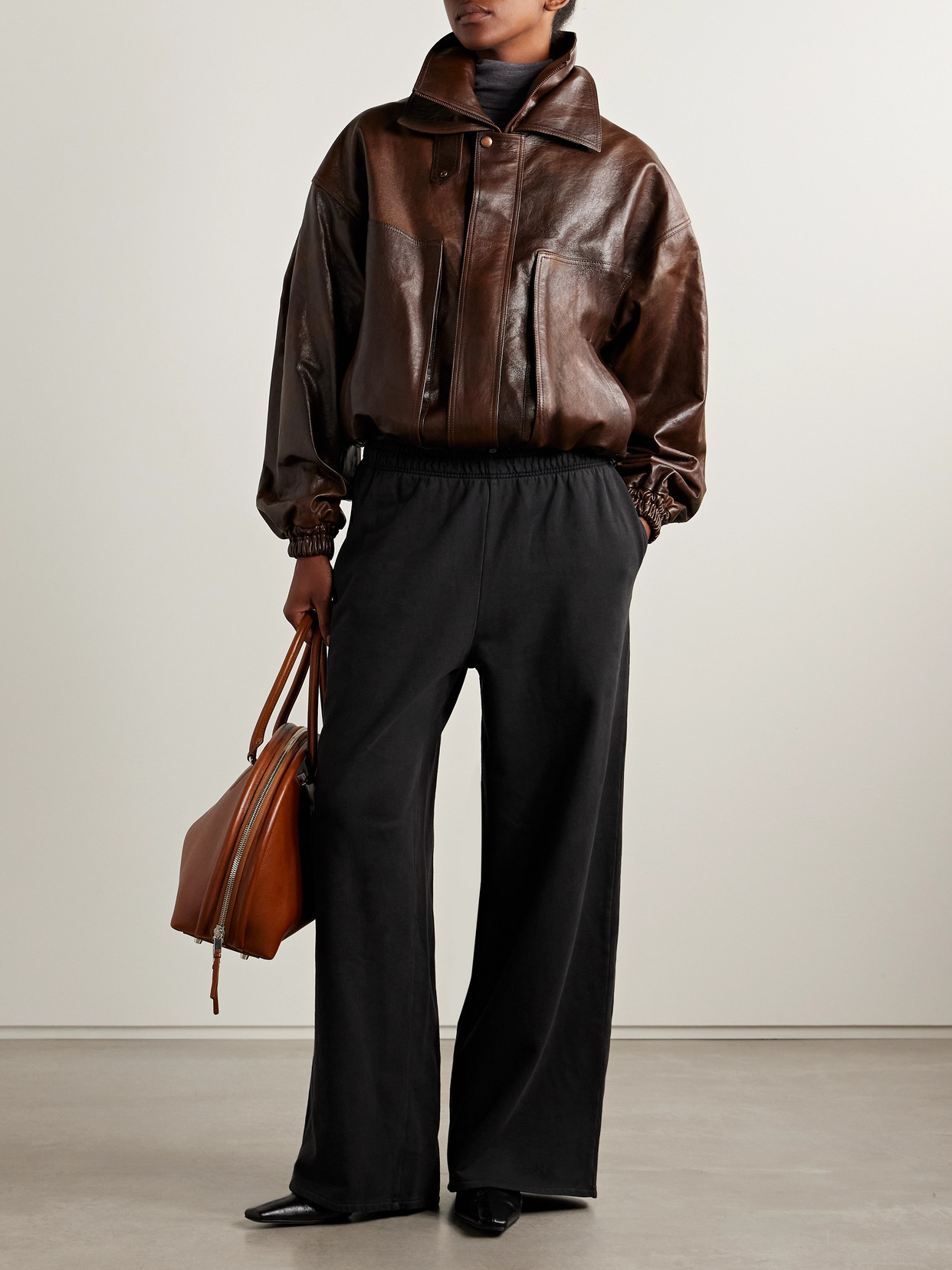 Acne Studios Layered Organic Cotton-jersey And Checked Flannel Track Pants In Gray