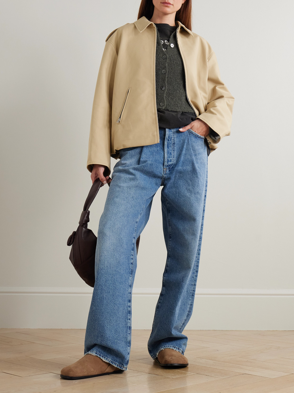 Acne Studios Cotton Satin Jacket In Brown