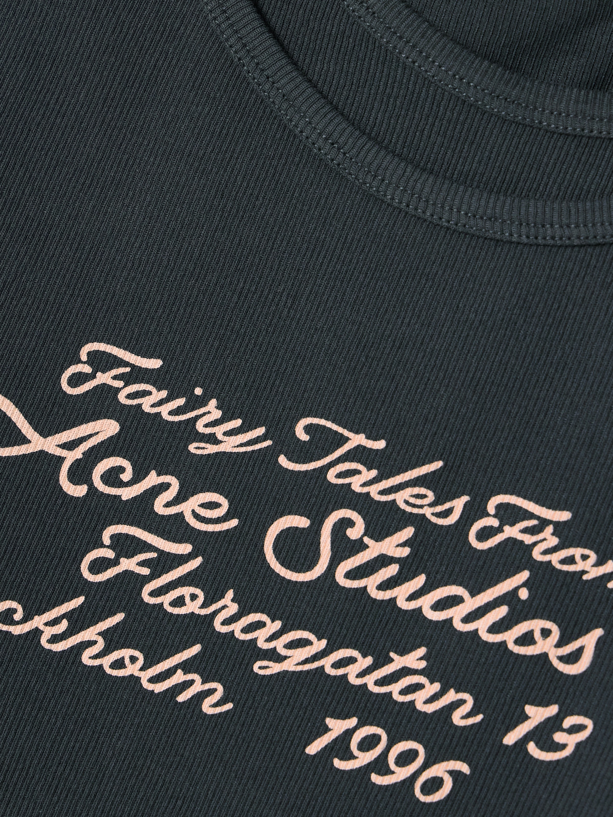 Acne Studios Layered Printed Ribbed Organic Cotton-blend Jersey T-shirt In Black