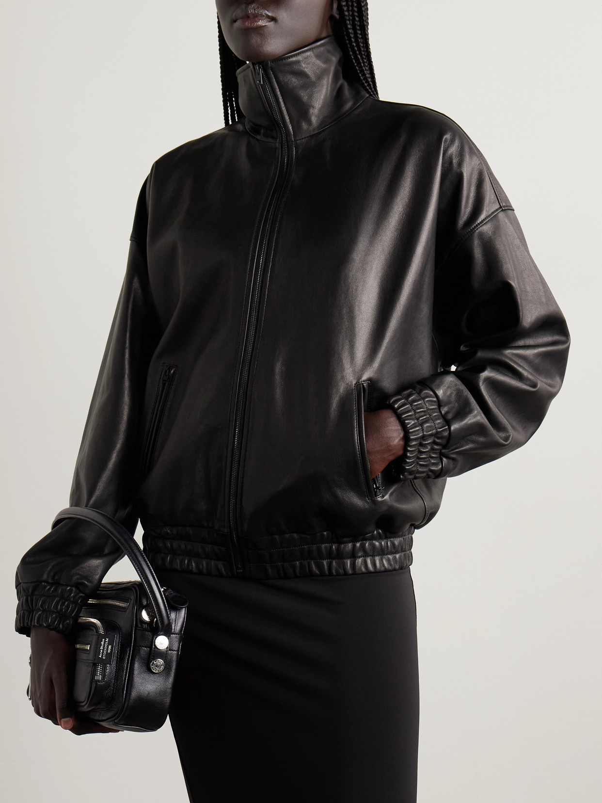 Acne Studios Zip-up Leather Jacket In Brown