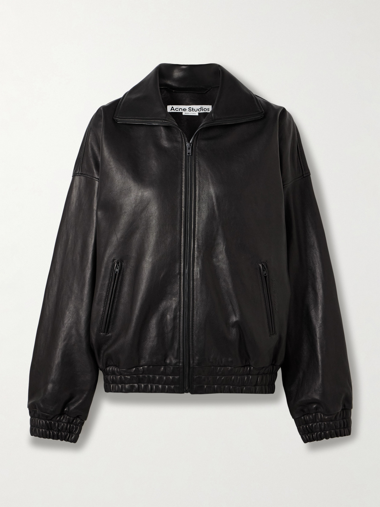 Acne Studios Leather Bomber Jacket In Black
