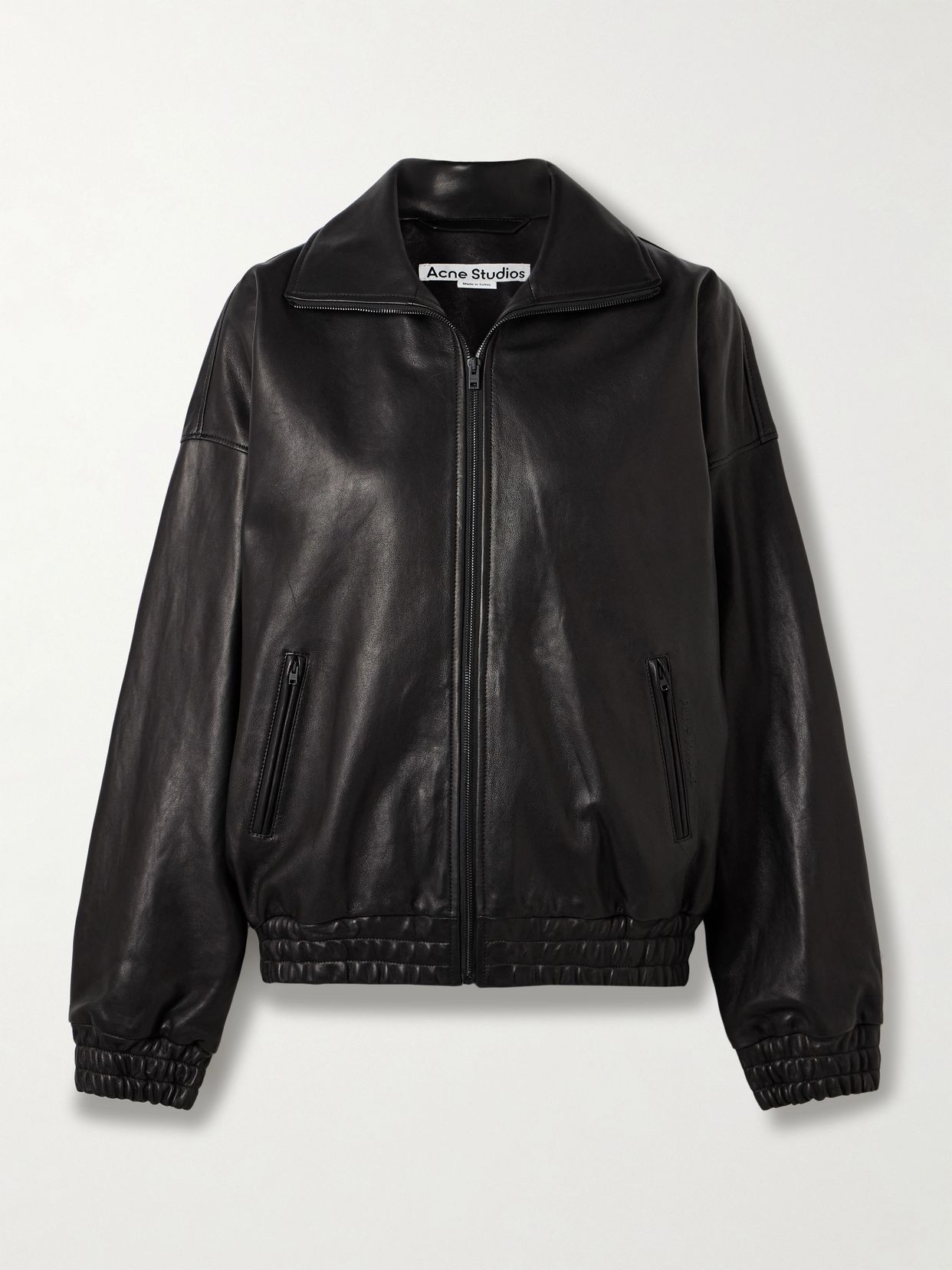 Leather bomber jacket