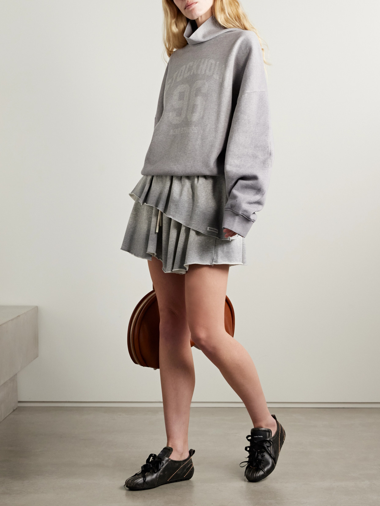 Acne Studios Grey Oversized Turtleneck Sweatshirt Women In Gray