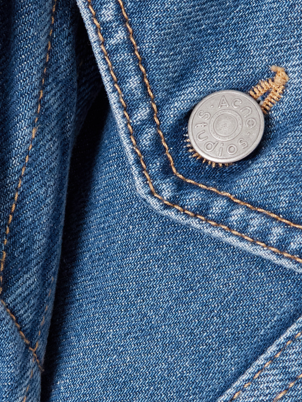 Acne Studios Gathered Denim Jacket In Blue