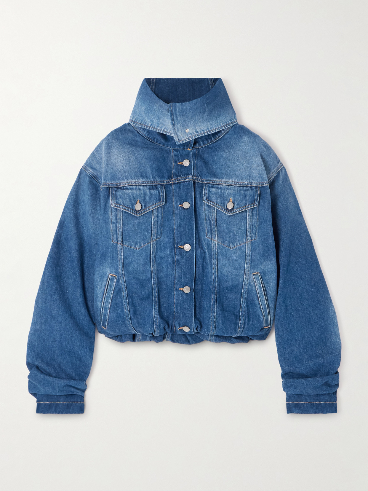 Acne Studios Gathered Denim Jacket In Blue