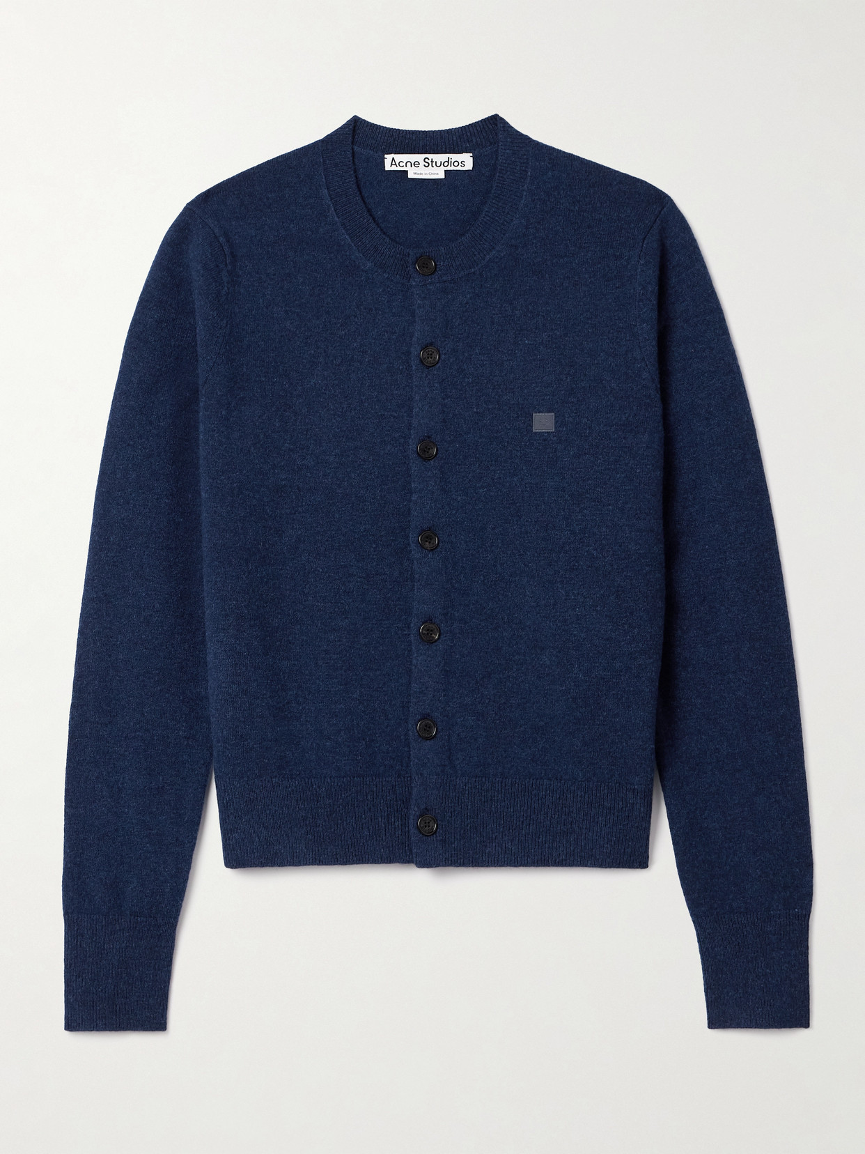 Acne Studios Appliquéd Wool Cardigan In Blue