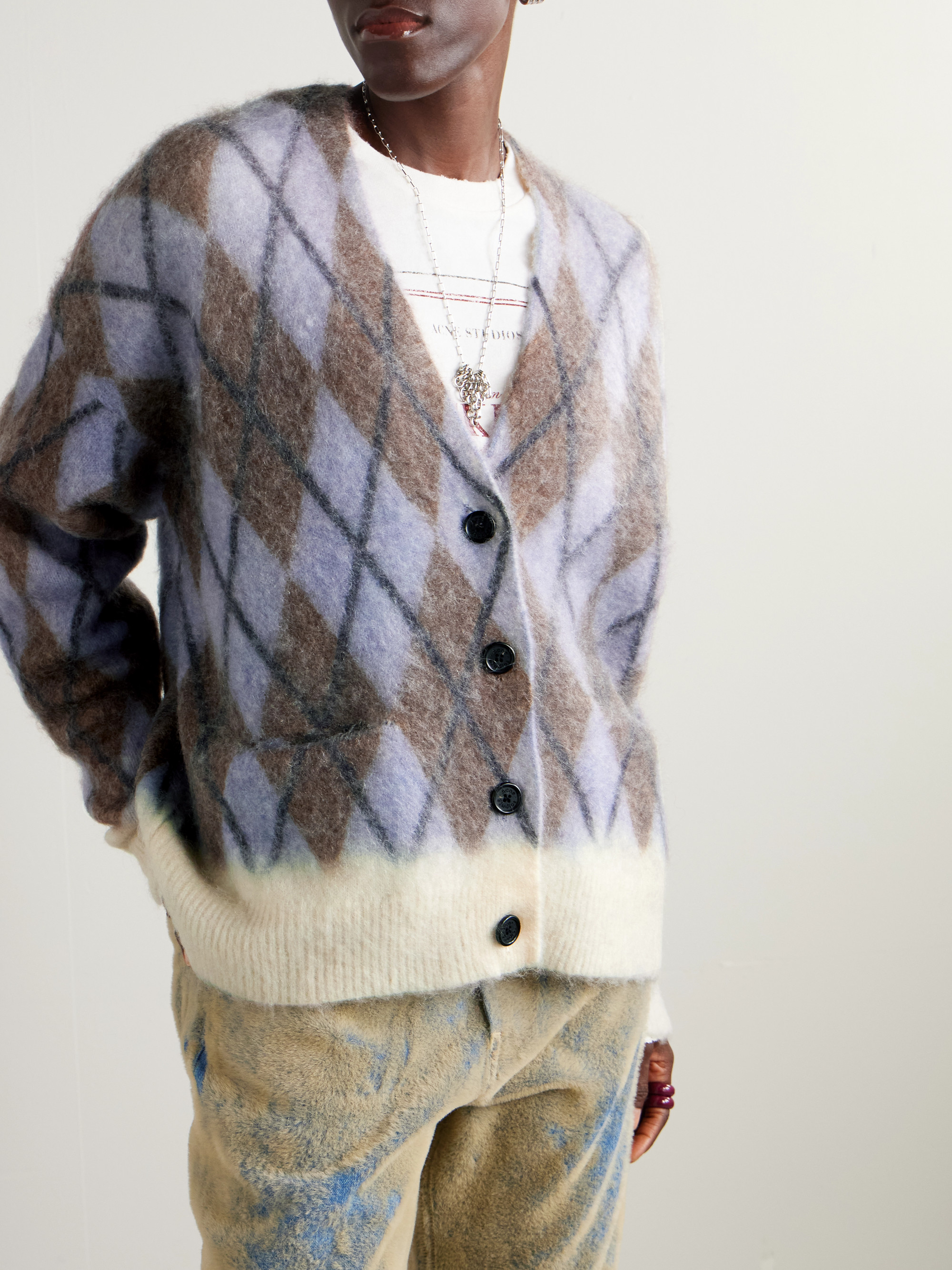 Acne Studios - Katcher argyle brushed-knit cardigan | Plush