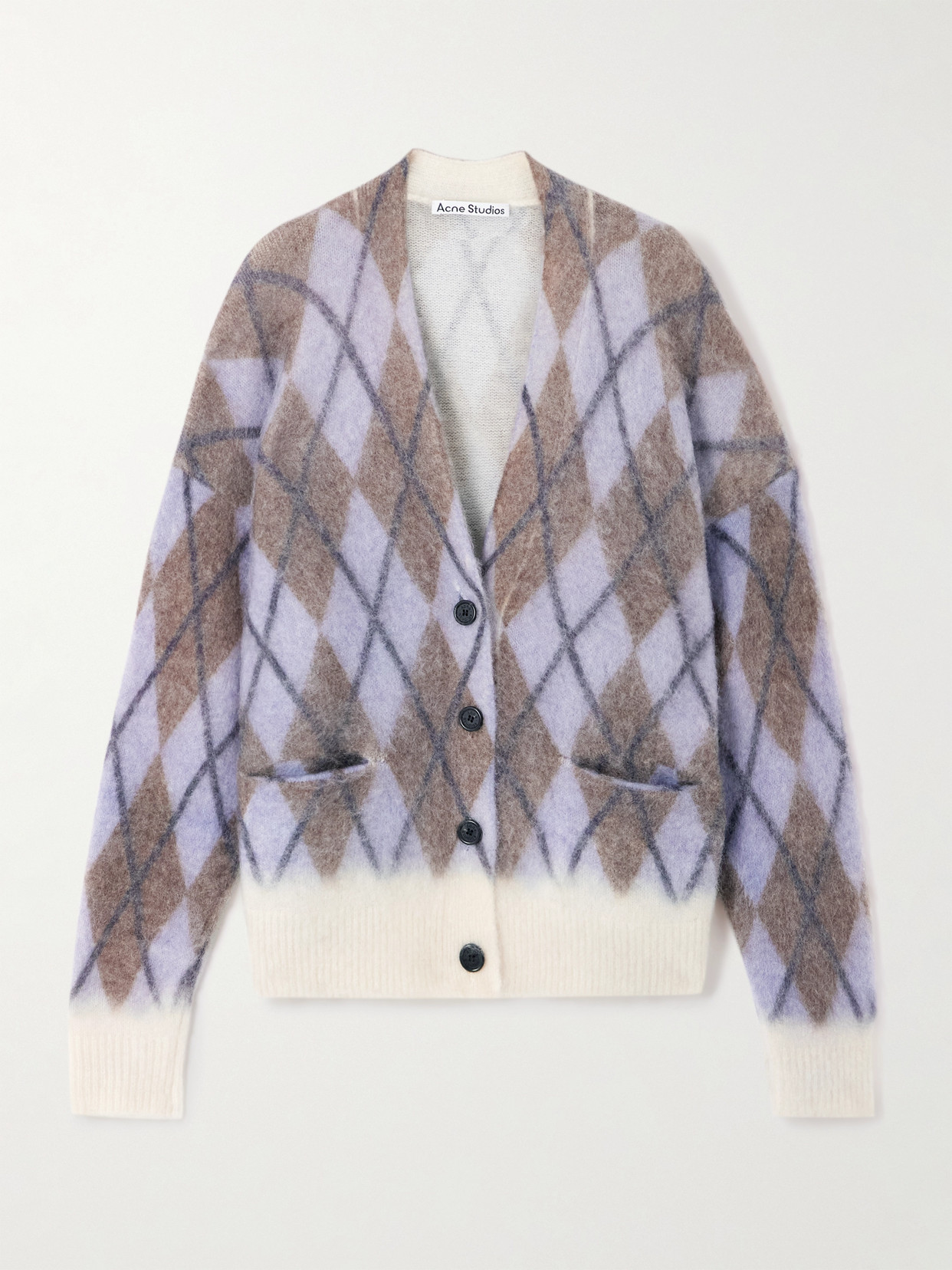 Acne Studios Katcher Argyle Brushed-knit Cardigan In Multi