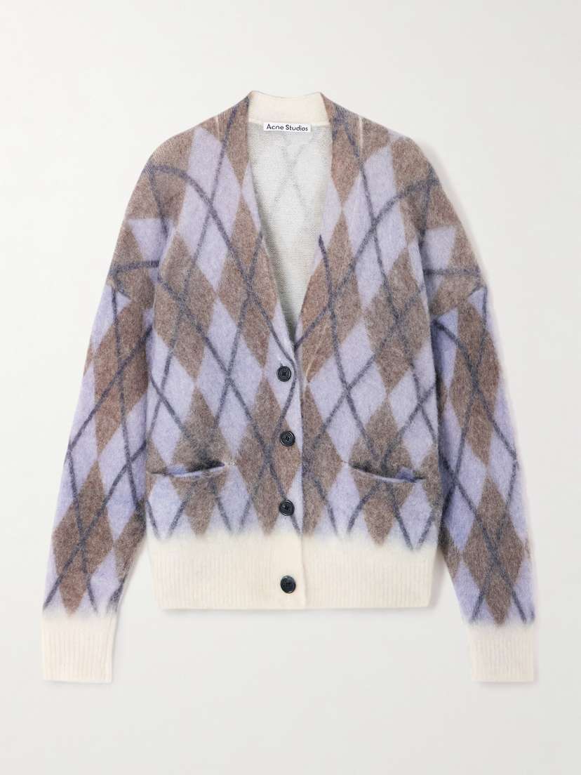 Acne Studios Katcher Argyle Brushed-knit Cardigan