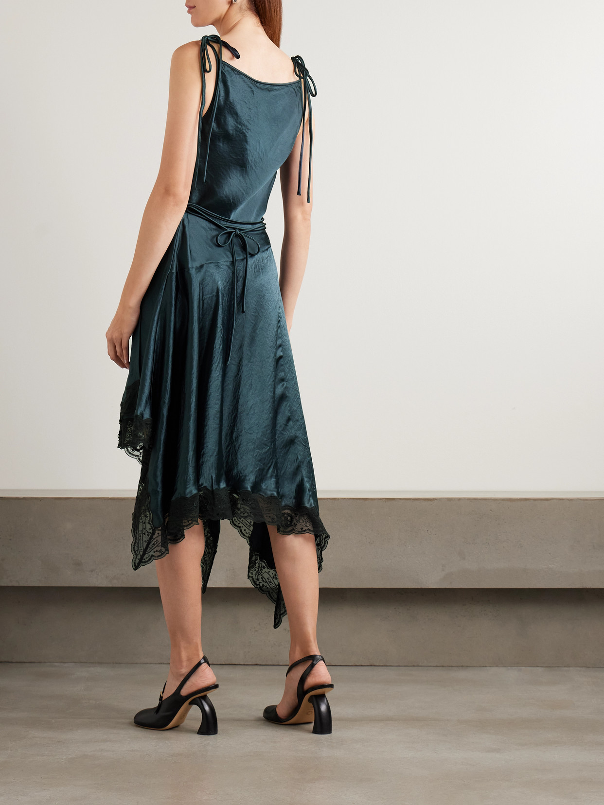 Acne Studios Petrol Blue Acetate Dress In Green