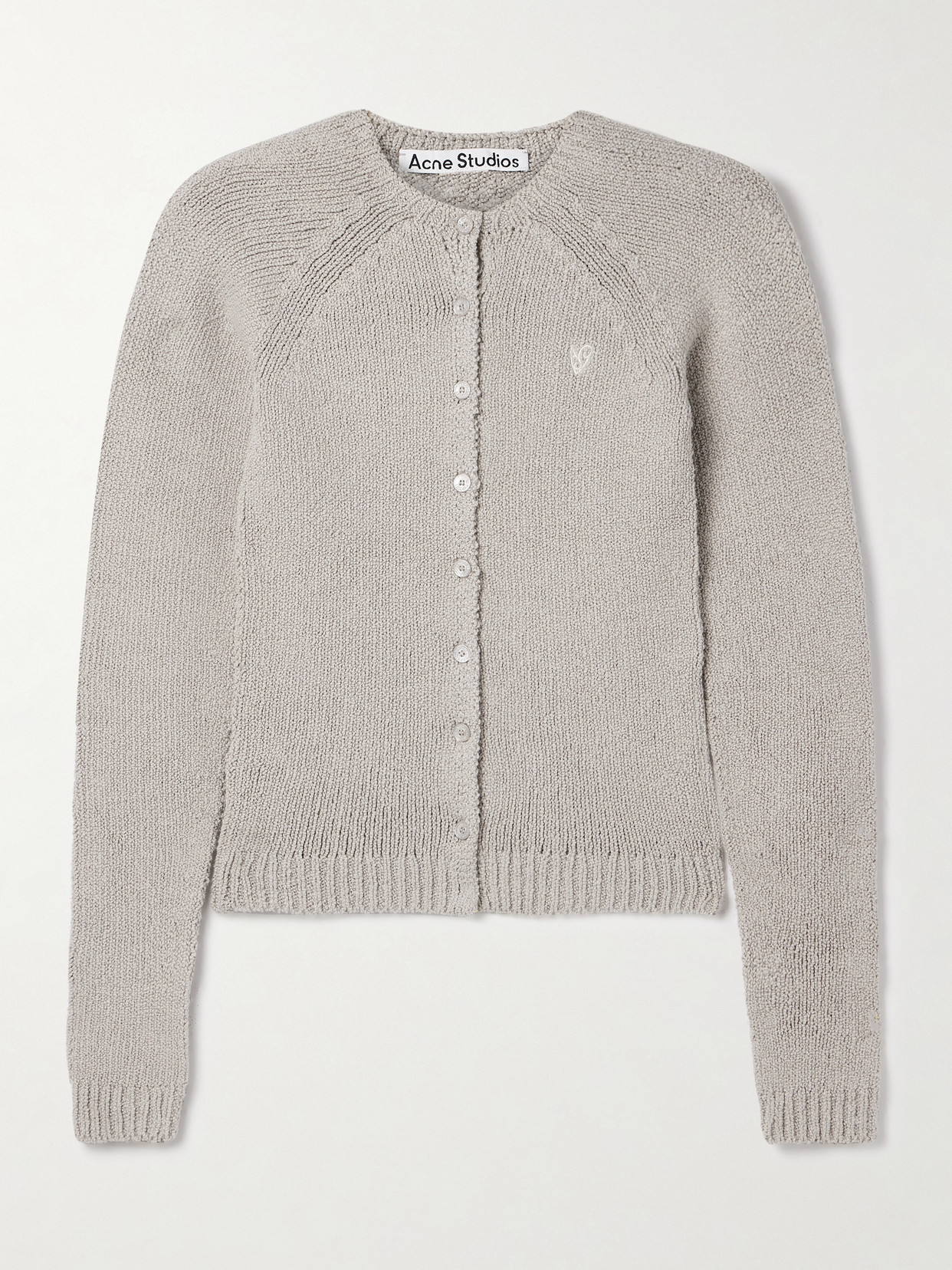 Acne Studios Embroidered Organic Cotton-blend Cardigan In Gray