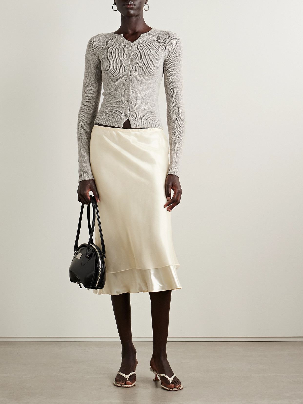 Acne Studios Embroidered Organic Cotton-blend Cardigan In Gray