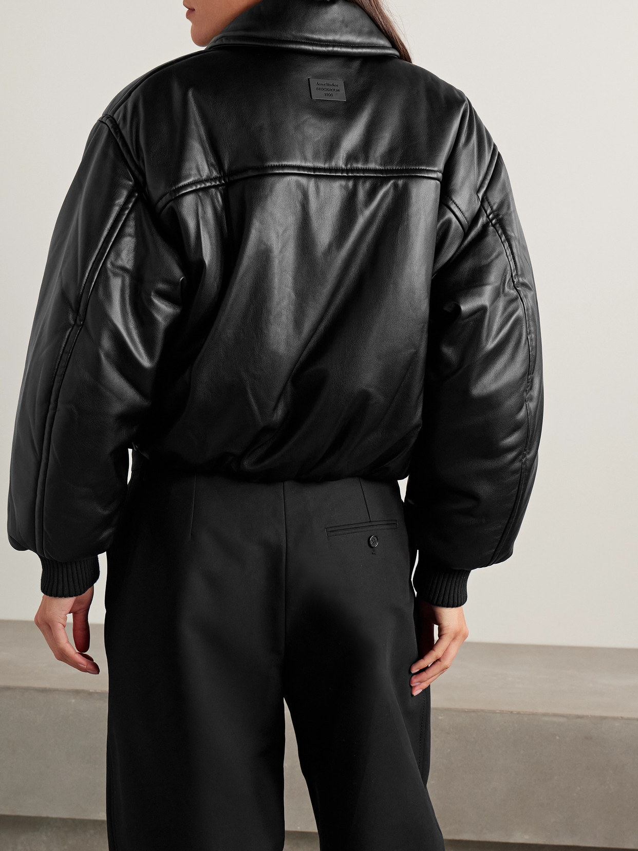 Acne Studios Bomber Jacket Crafted From Faux Leather Leather Jackets Black In Black