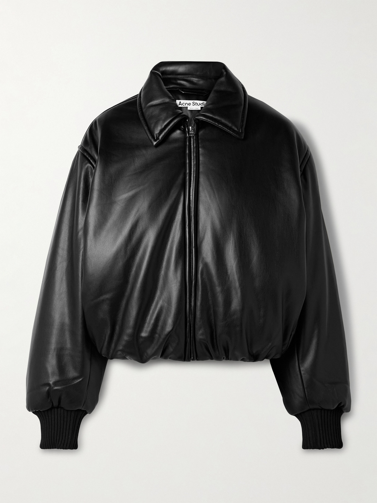 Acne Studios Bomber Jacket Crafted From Faux Leather Leather Jackets Black In Black