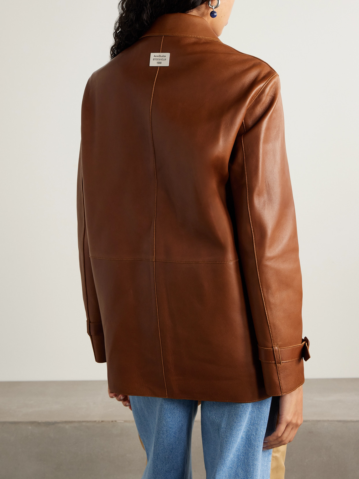 Acne Studios Paneled Leather Jacket In Brown