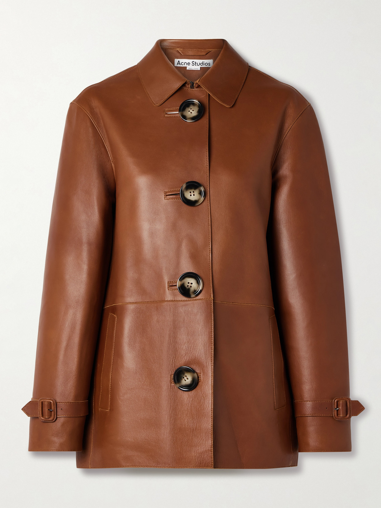 Acne Studios Paneled Leather Jacket In Brown