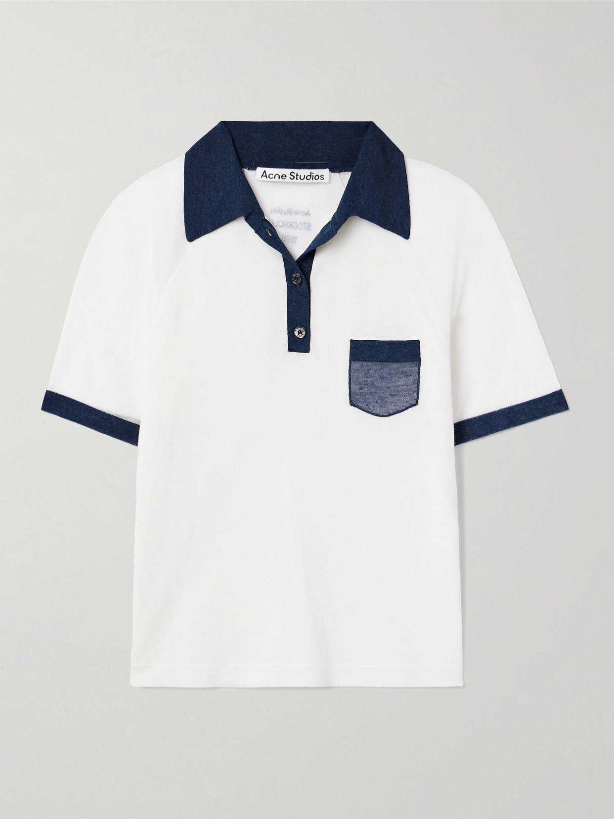 Acne Studios Color-block Lyocell And Wool-blend Jersey Polo Shirt In White