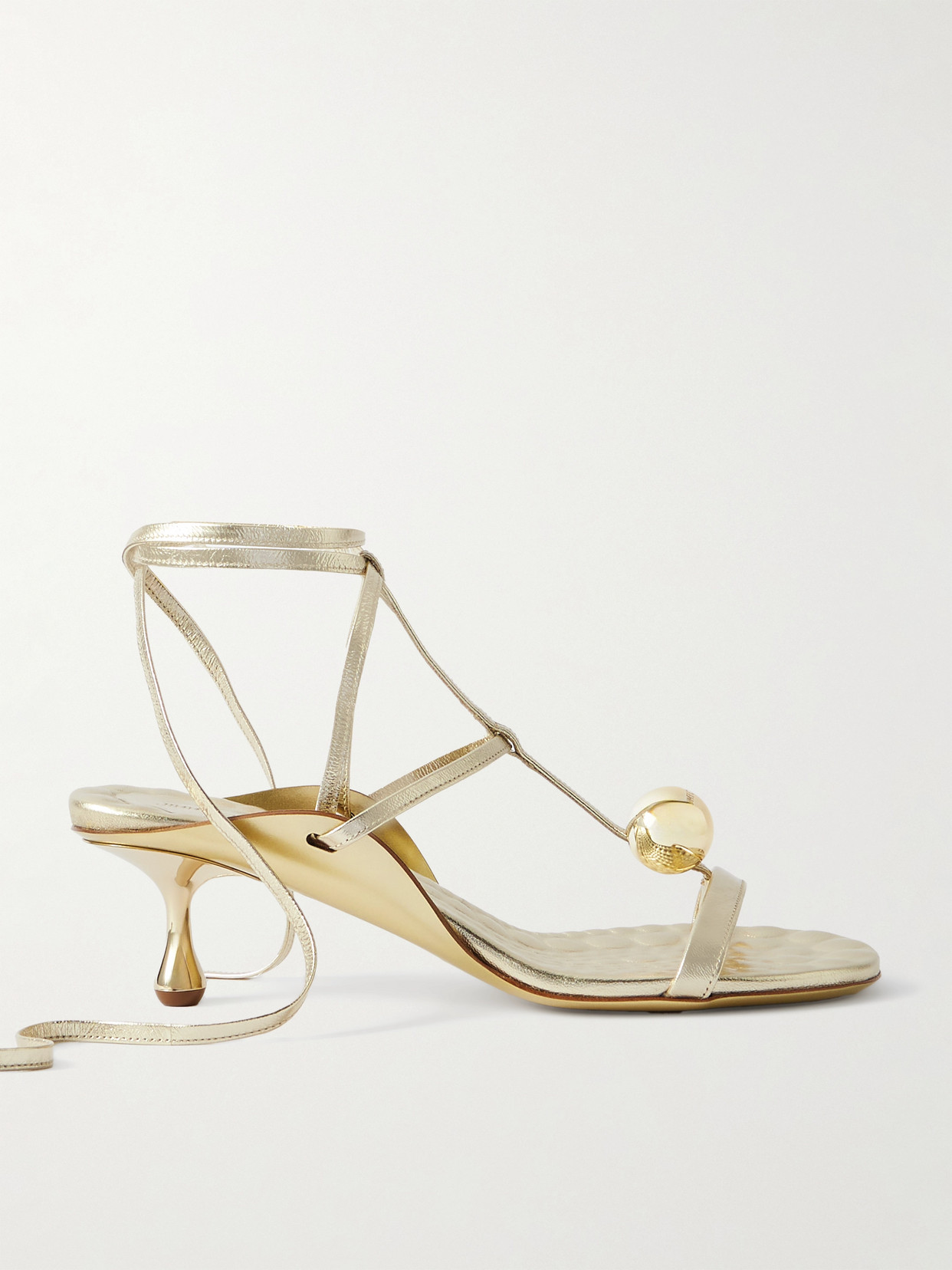 Jimmy Choo - Zyra 50 Embellished Metallic Leather Sandals - Gold