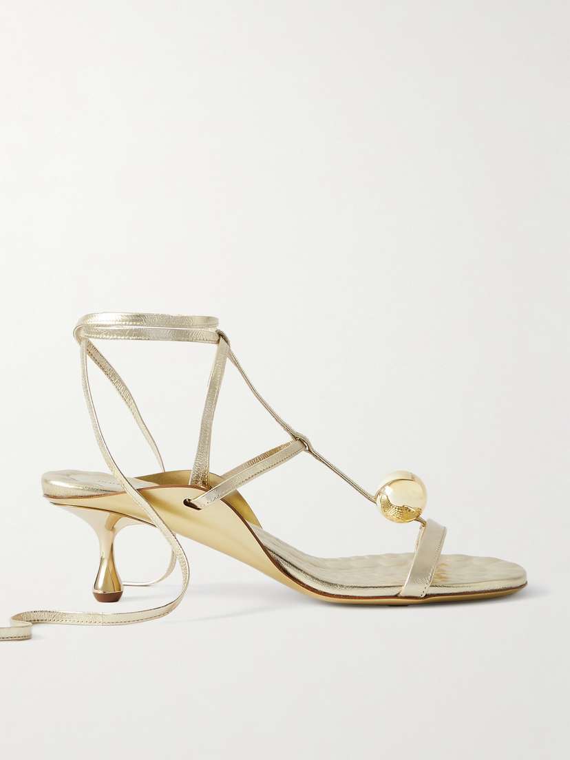Jimmy Choo Zyra 50 Embellished Metallic Leather Sandals