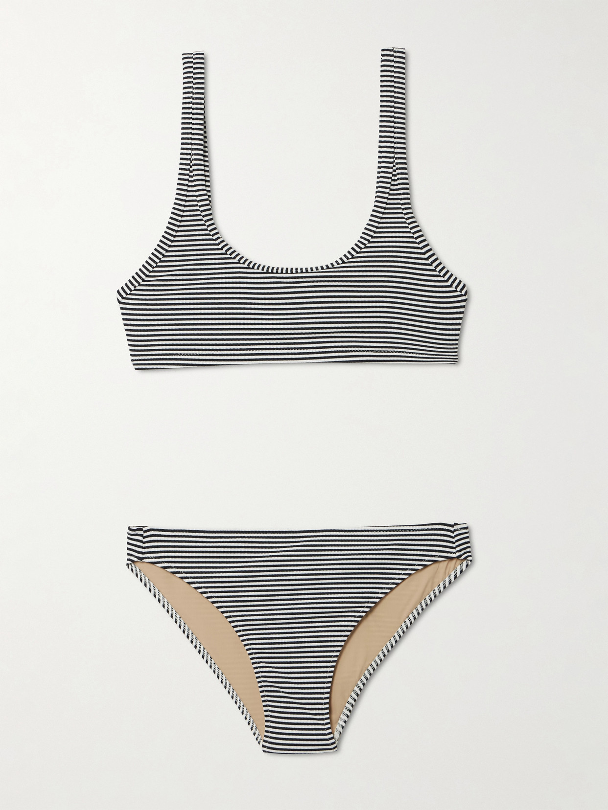 Lido Ottantuno Striped Ribbed Bikini In Black