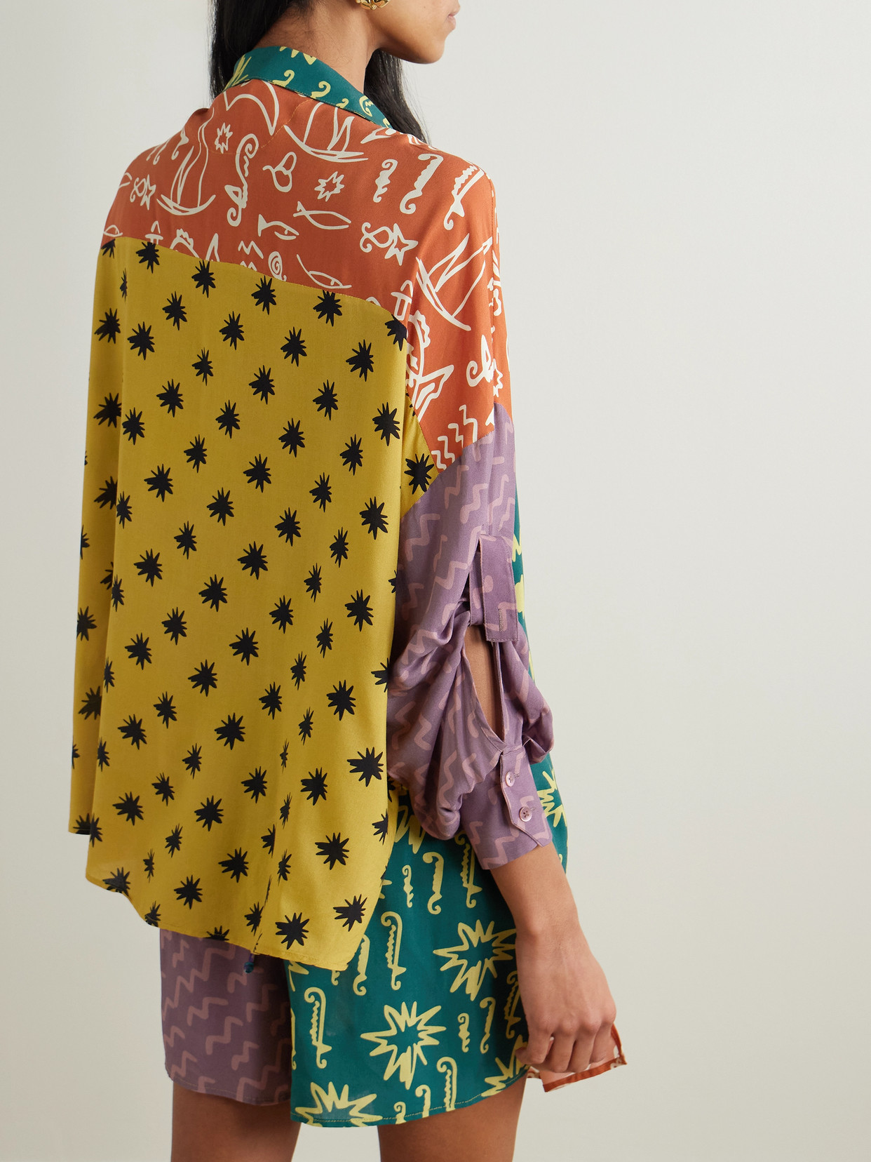 Shop Donde Esteban Estrellitas Printed Crepe Shirt
