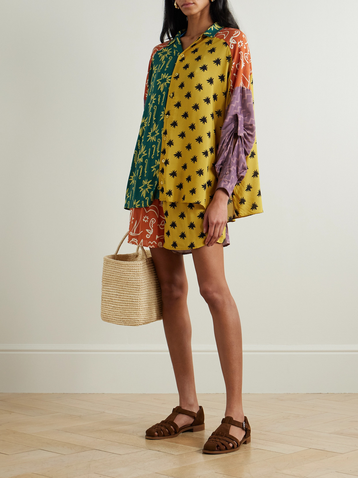Shop Donde Esteban Estrellitas Printed Crepe Shirt