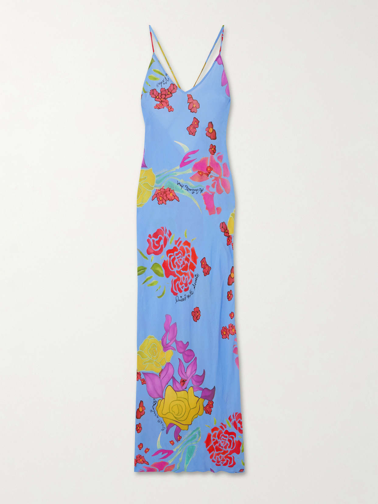 Donde Esteban Cielo Floral-print Satin Maxi Dress