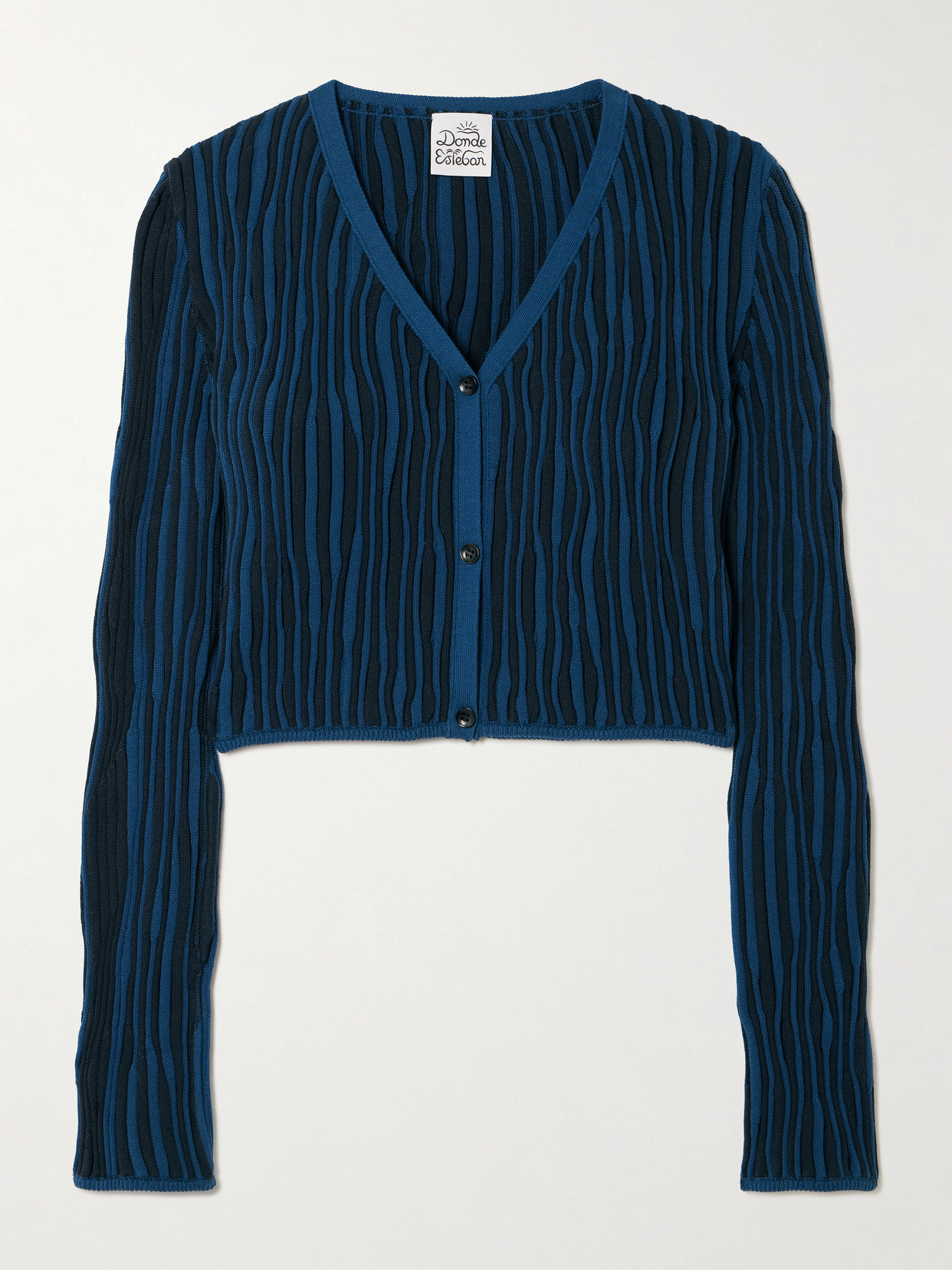 Donde Esteban Magdalena Cropped Ribbed Cotton Cardigan