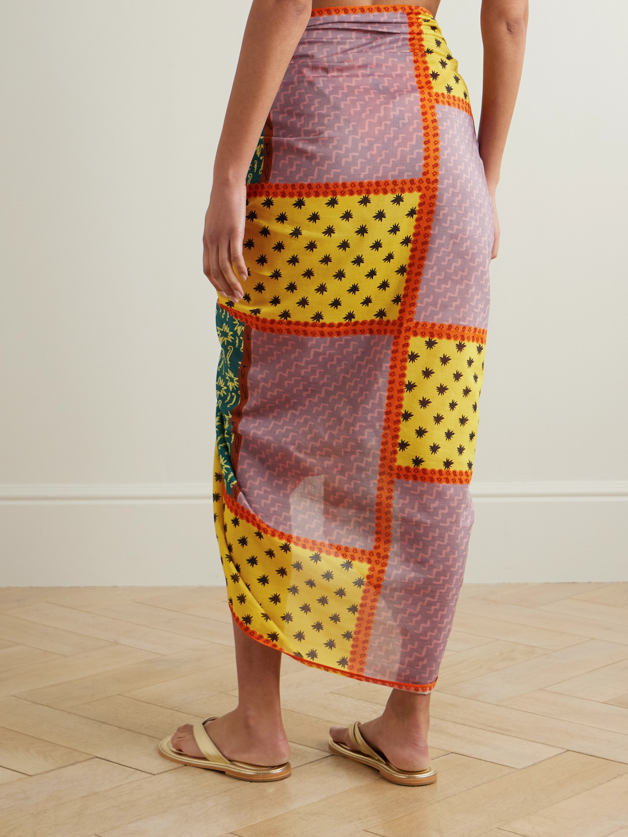 Donde Esteban Estrellitas Patchwork Printed Cotton And Silk-blend Pareo