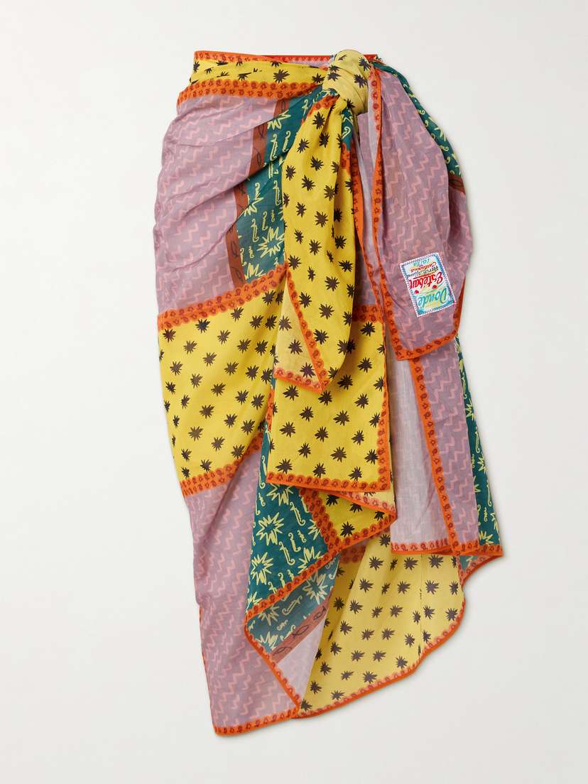 Donde Esteban Estrellitas Patchwork Printed Cotton And Silk-blend Pareo