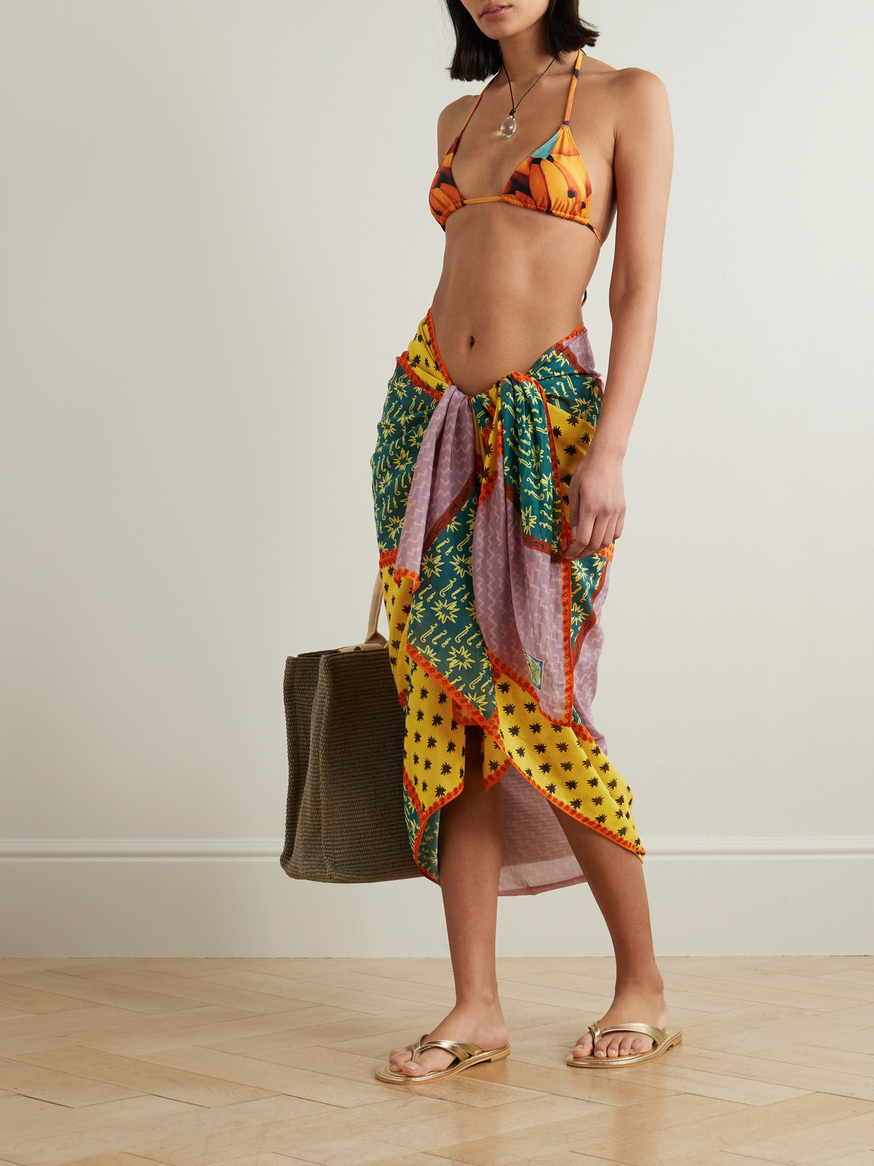 Donde Esteban Estrellitas Patchwork Printed Cotton And Silk-blend Pareo