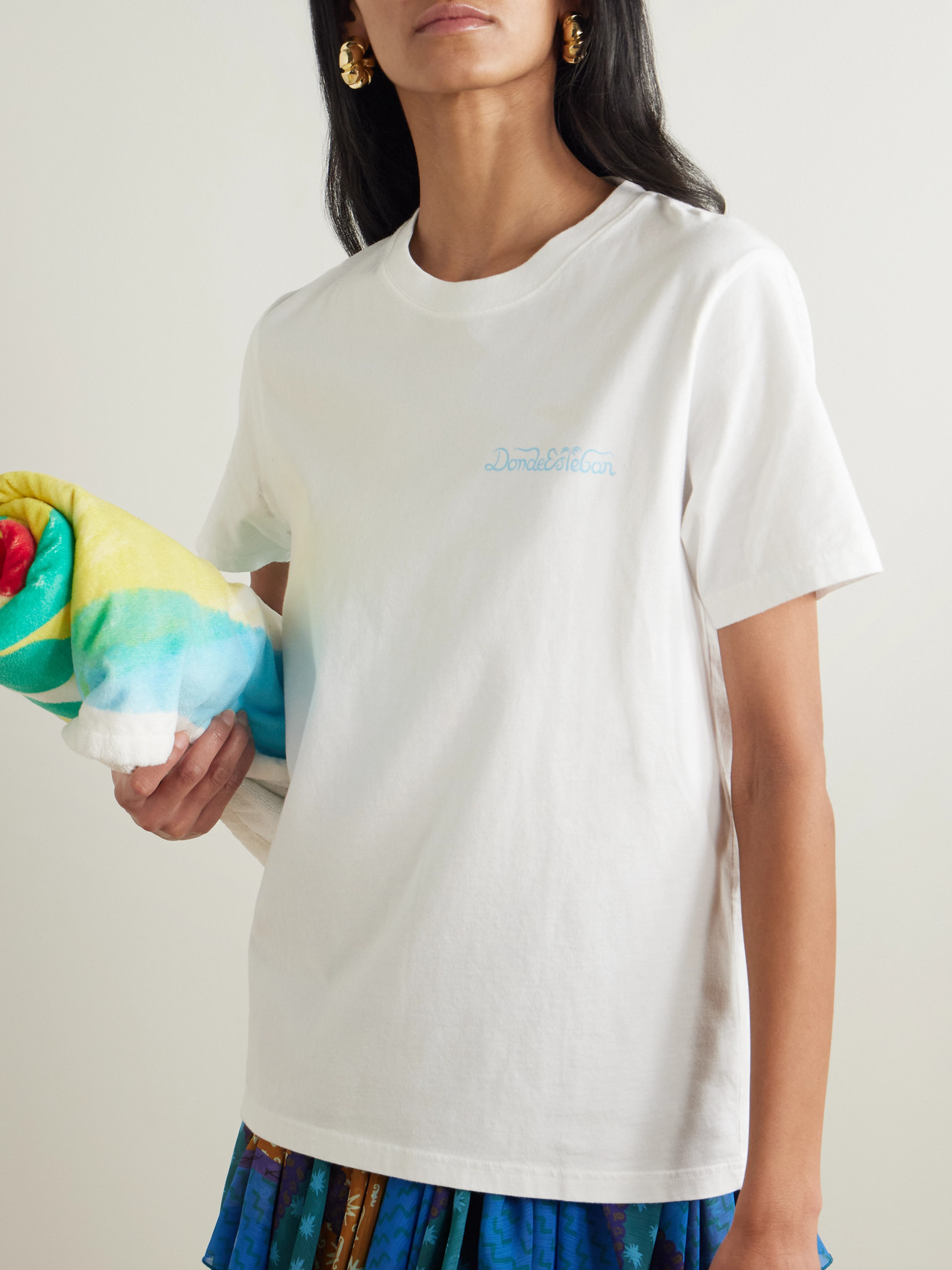 Donde Esteban Basurto Printed Cotton-jersey T-shirt In White