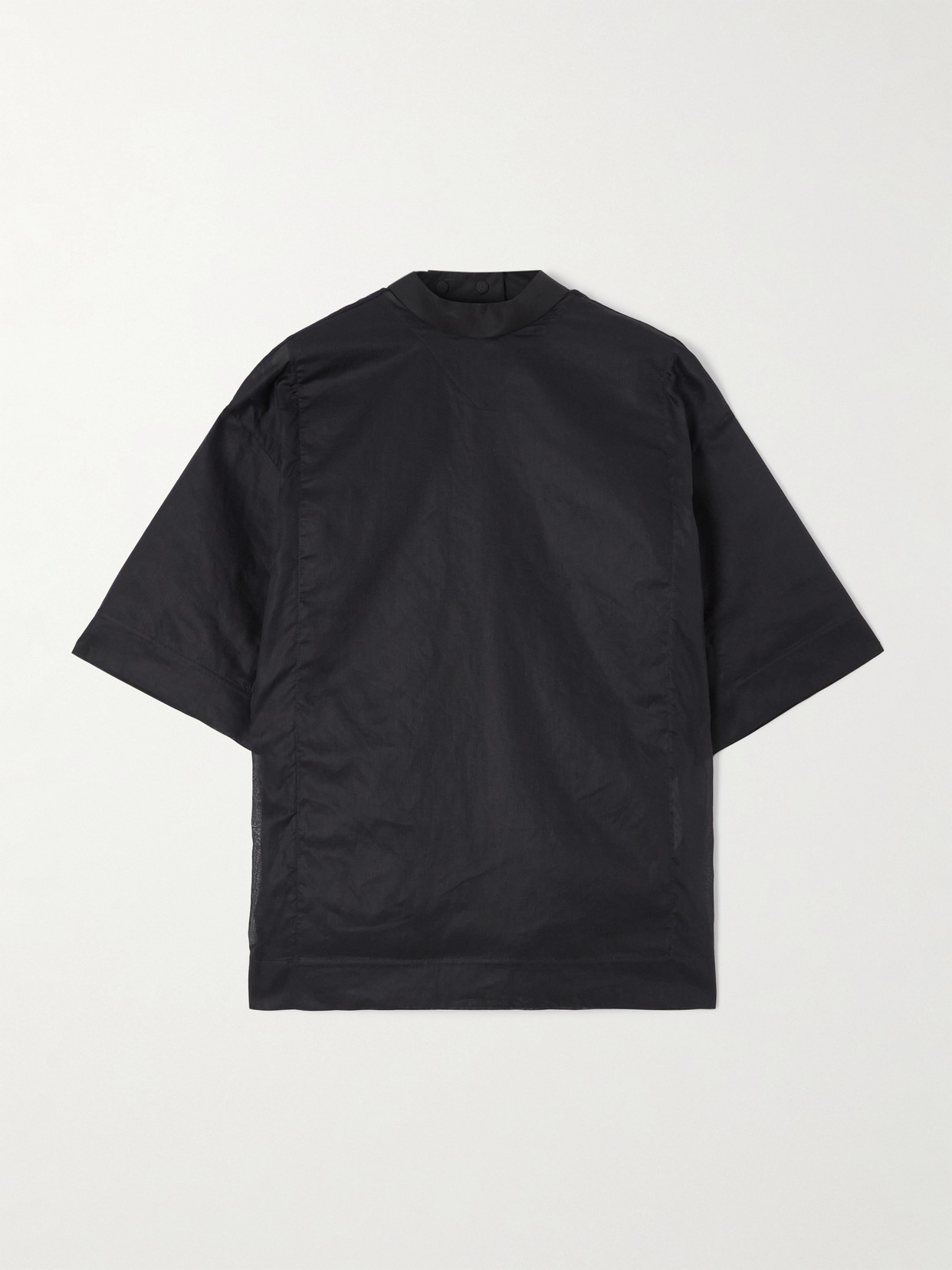 Jil Sander Oversized Organza-trimmed Cotton-poplin Top In Black