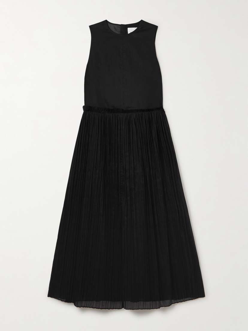 Jil Sander Ruffled Plissé Cotton-voile Midi Dress