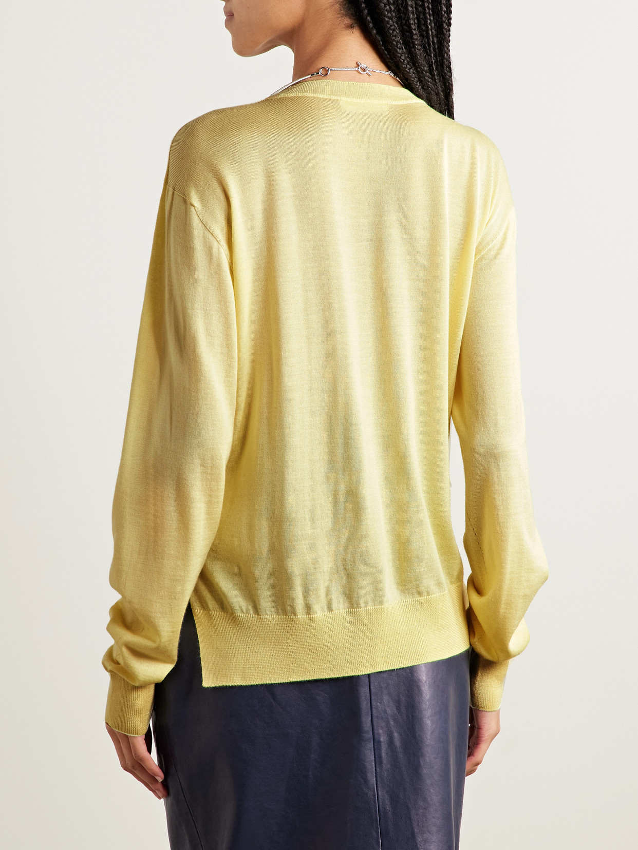 Jil Sander Cashmere, Wool And Silk-blend Sweater In Yellow