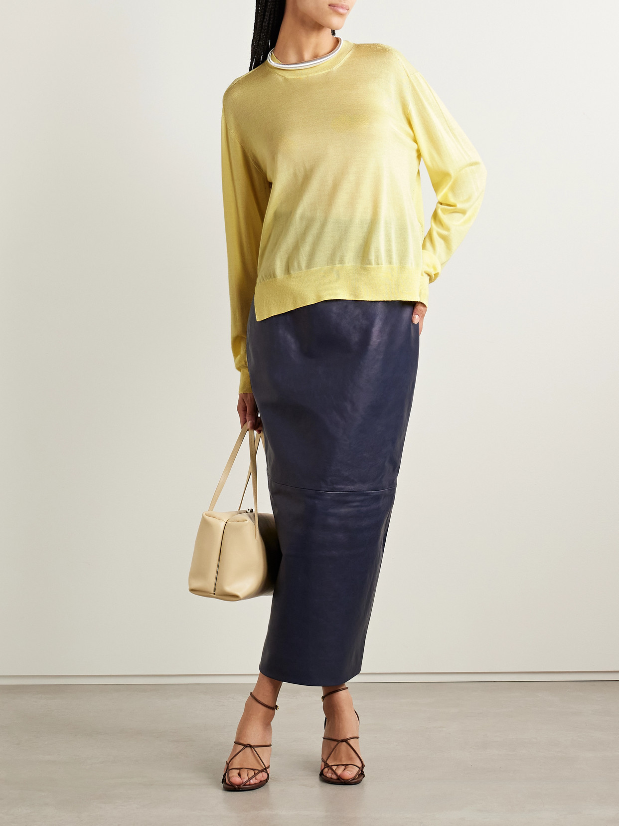 Jil Sander Cashmere, Wool And Silk-blend Sweater In Yellow