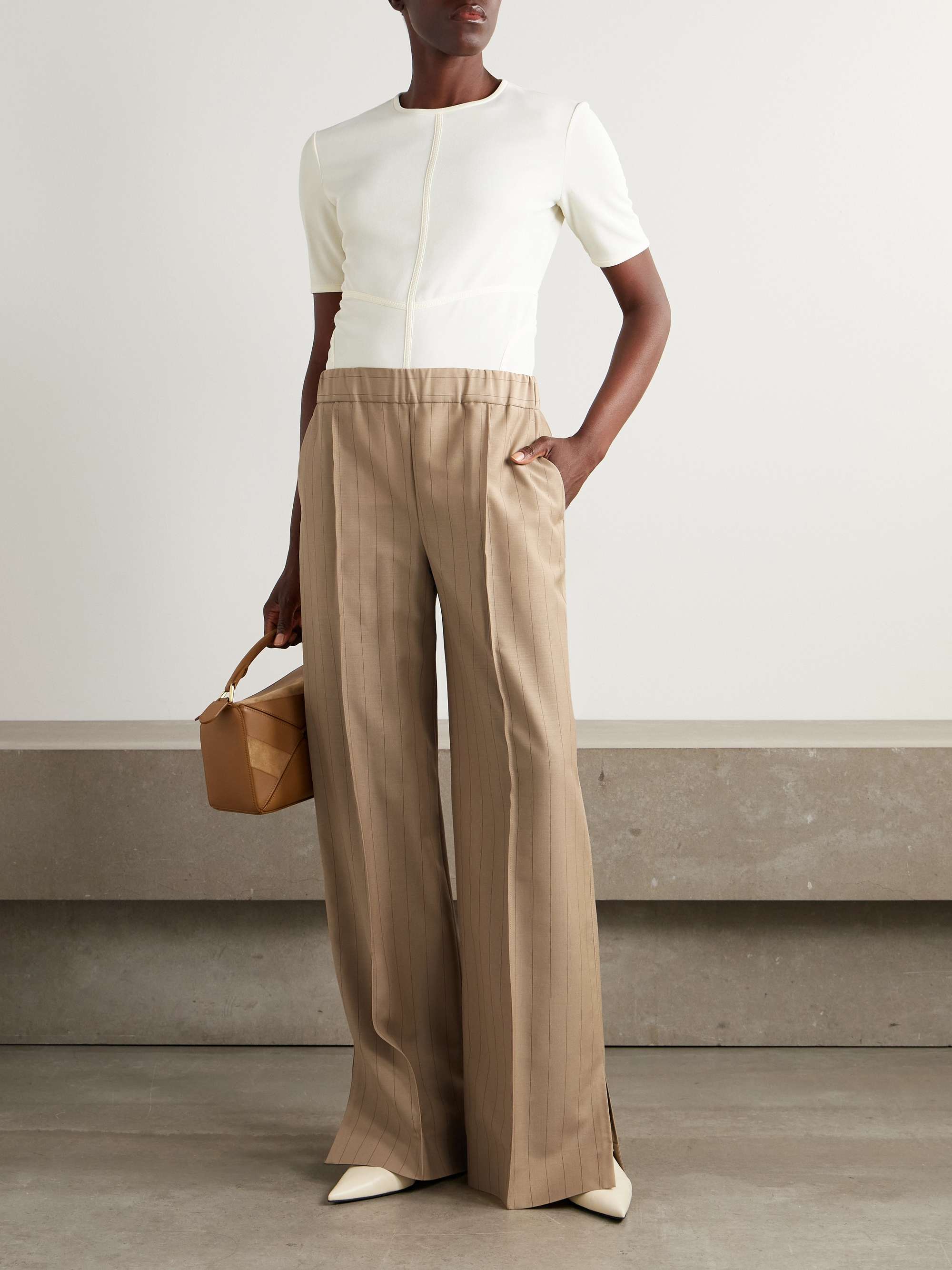 パンツ jil sander archive wide straight pants JIL SANDER Satin wide-leg pants | NET-A-PORTER