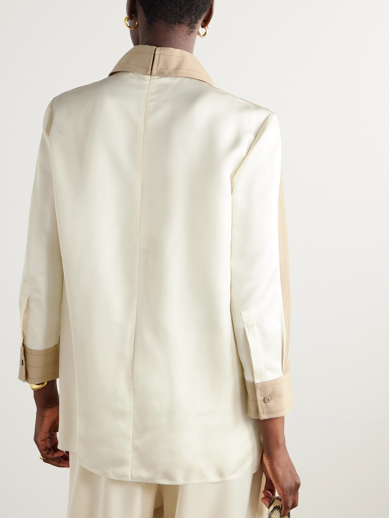 Jil Sander Pinstriped Wool And Mohair-blend Blouse In Neutral