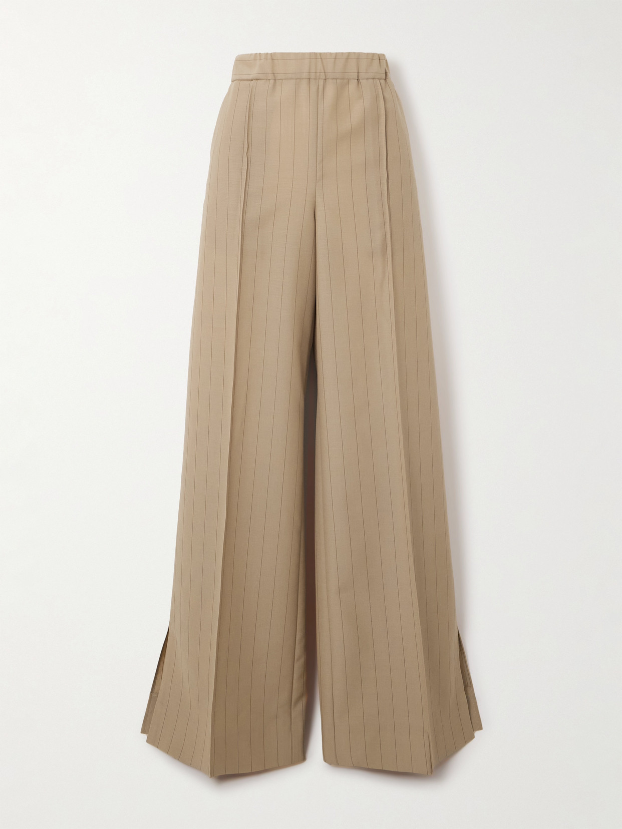 Jil Sander Pinstriped Wool And Mohair-blend Straight-leg Pants In Brown