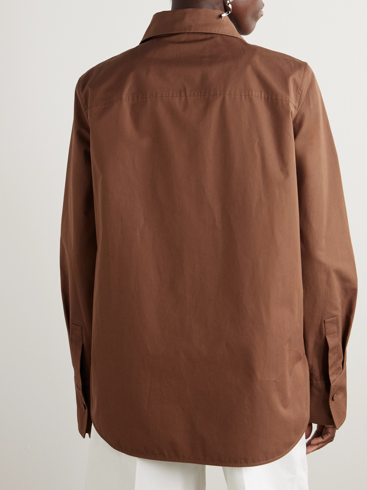 Jil Sander Button-down Long-sleeve Shirt In Brown